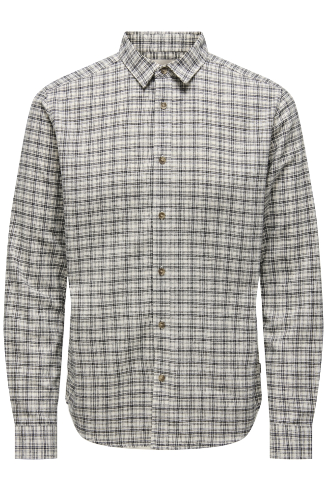 ONSGUDMUND LS CHECKED SHIRT NOOS 22007112 EGRET/JET BLACK